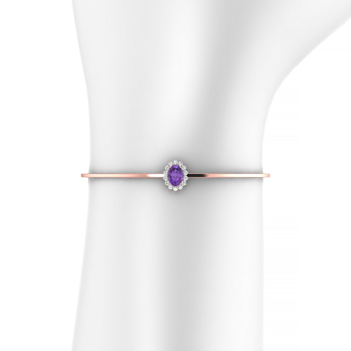 Blossom | 18k Rose Gold 7 x 5 mm Oval Amethyst Bangle