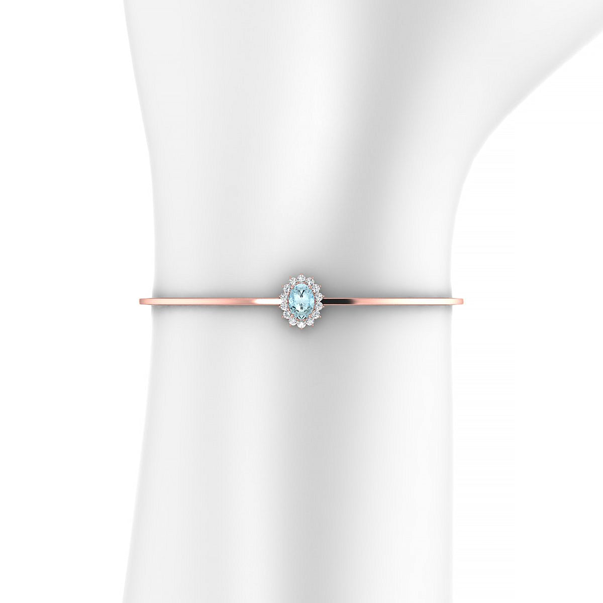 Blossom | 18k Rose Gold 7 x 5 mm Oval Aquamarine Bangle