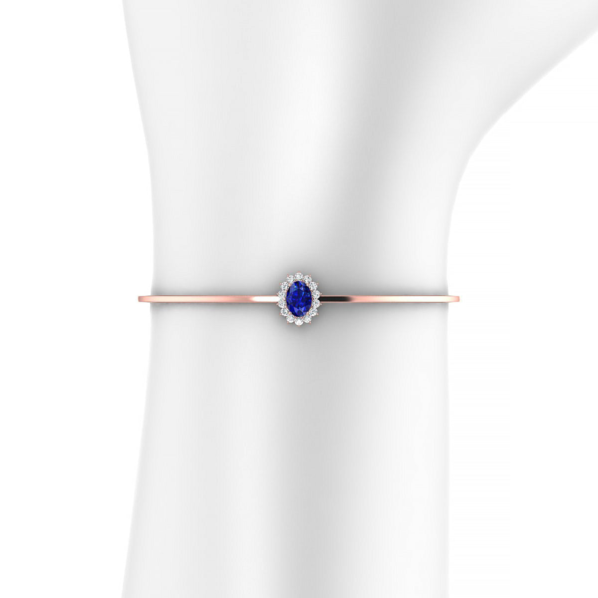 Blossom | 18k Rose Gold 7 x 5 mm Oval Sapphire Bangle
