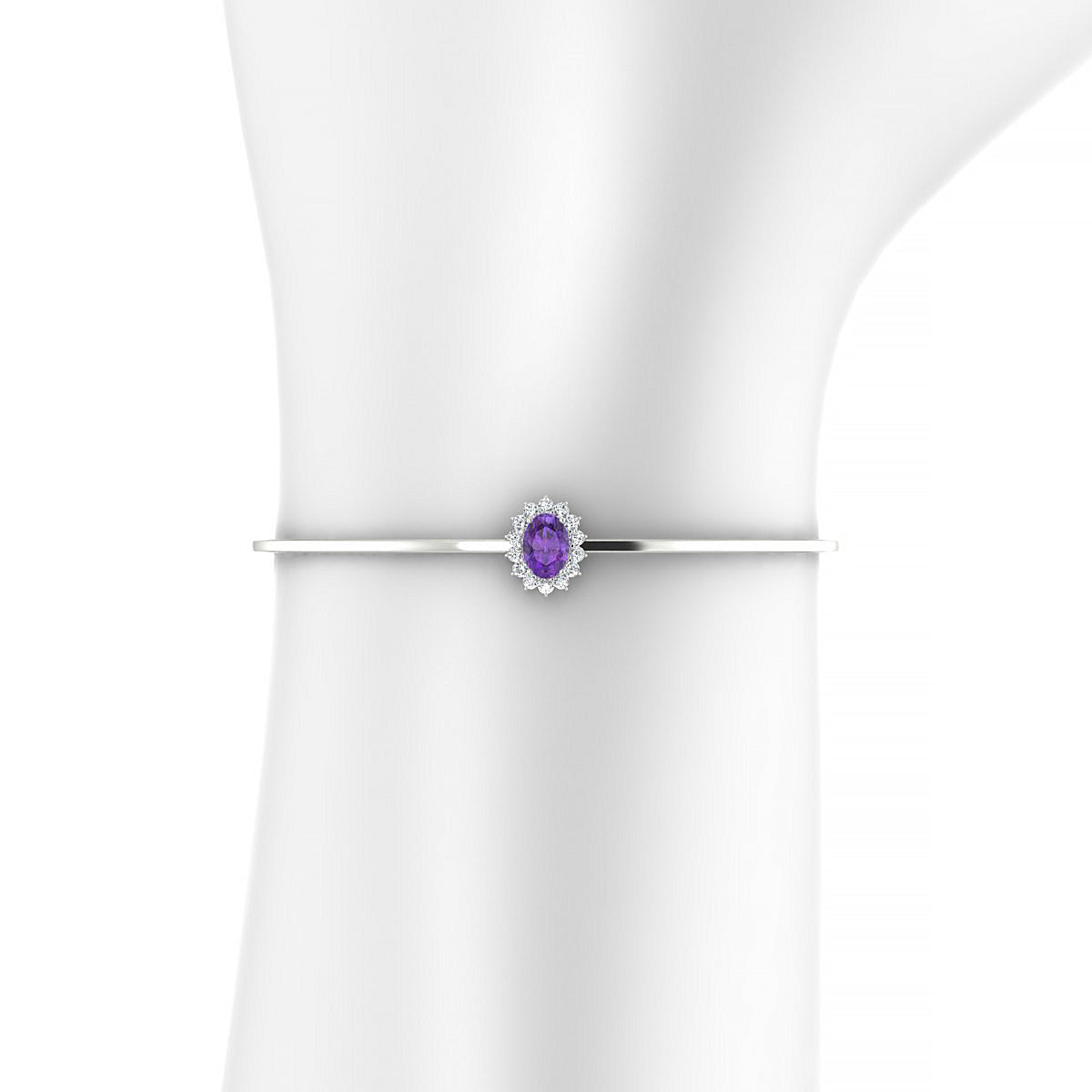 Blossom | 18k White Gold 7 x 5 mm Oval Amethyst Bangle