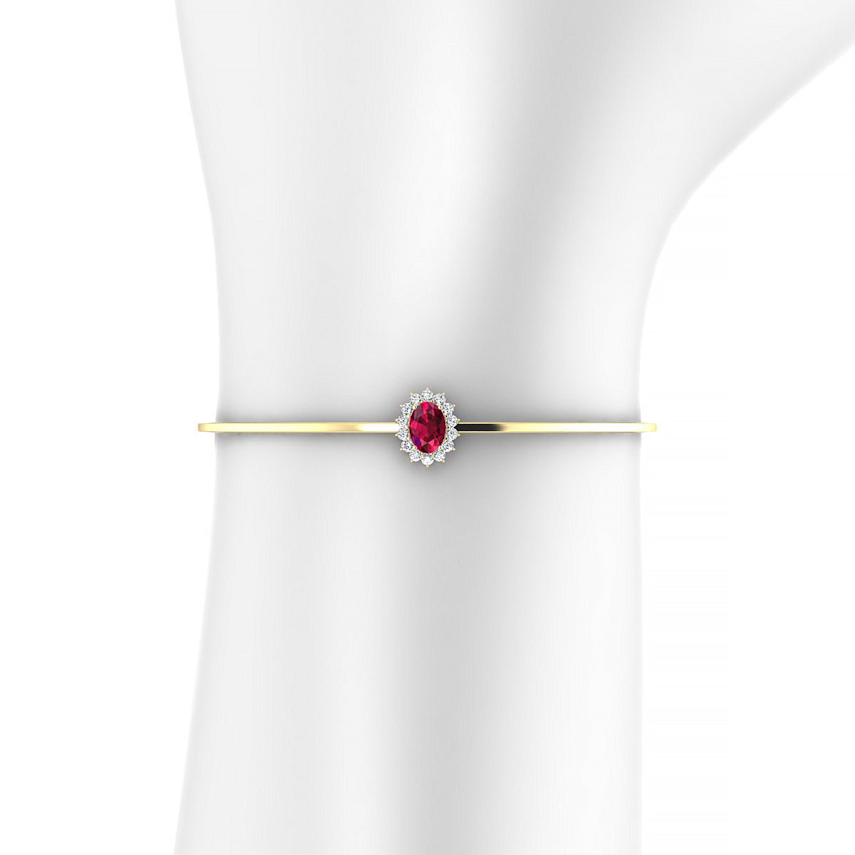 Blossom | 18k Yellow Gold 7 x 5 mm Oval Ruby Bangle