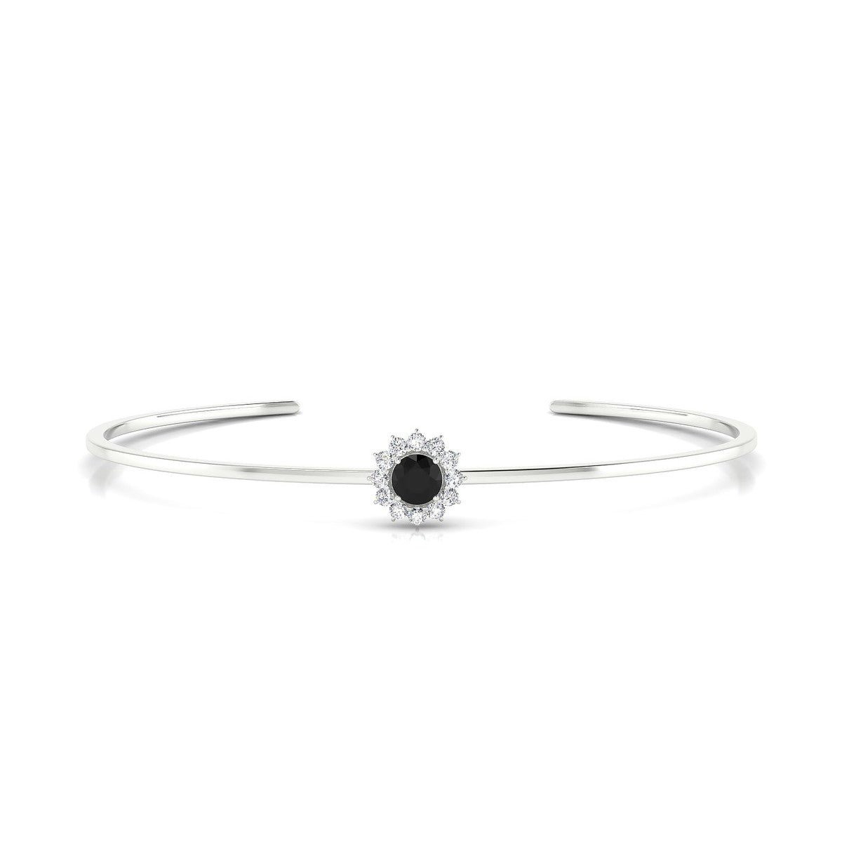 Blossom | 18k White Gold 4.5 mm Round Black Diamond Bangle