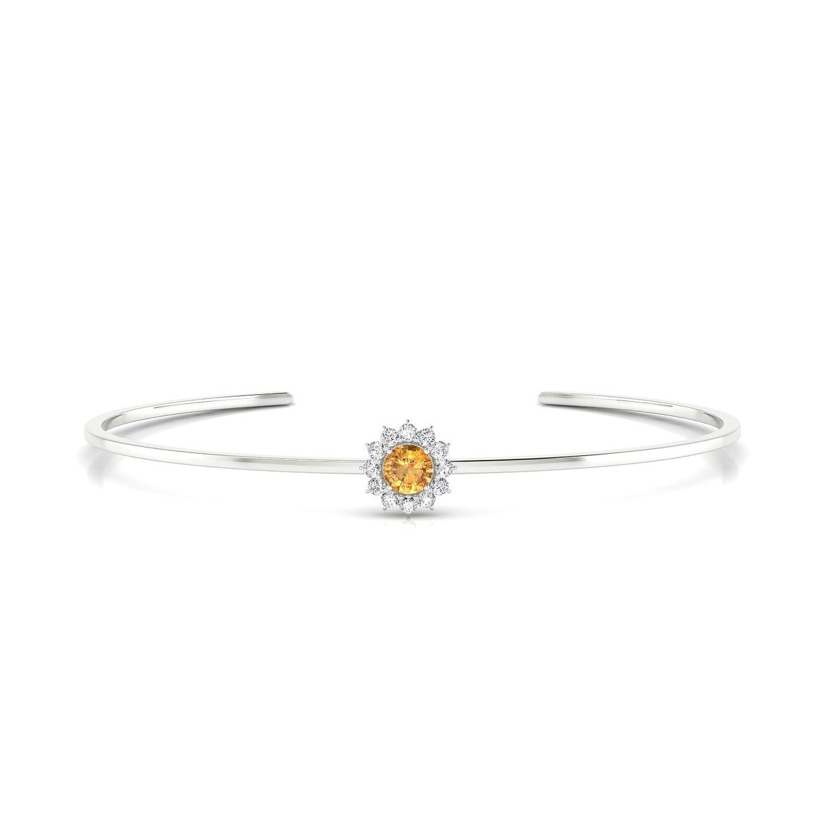 Blossom | 18k White Gold 4.5 mm Round Citrine Bangle