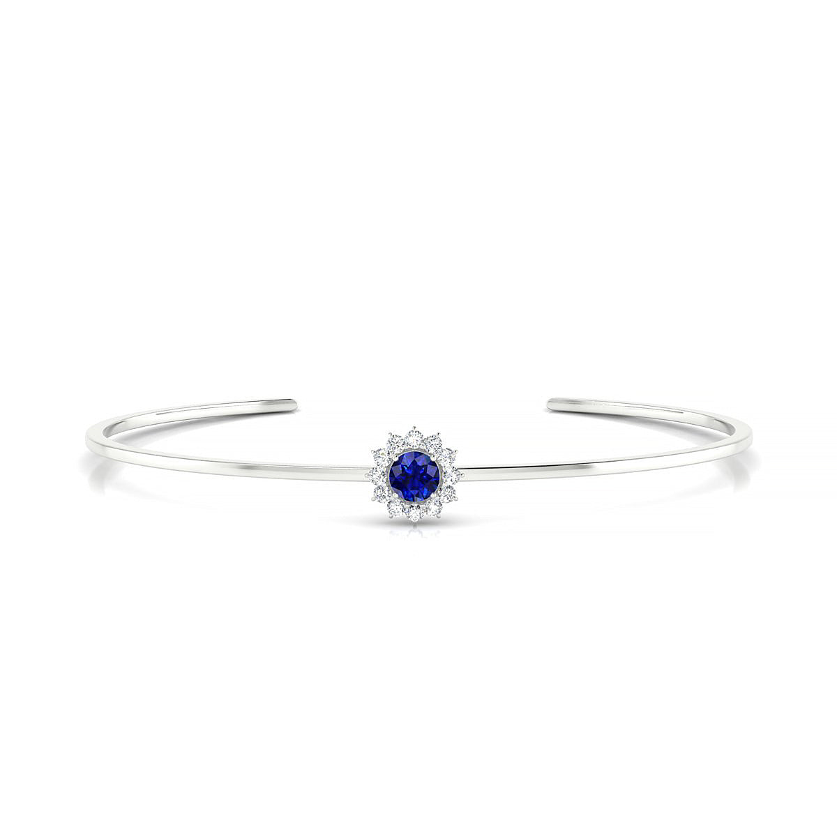 Blossom | 18k White Gold 4.5 mm Round Sapphire Bangle