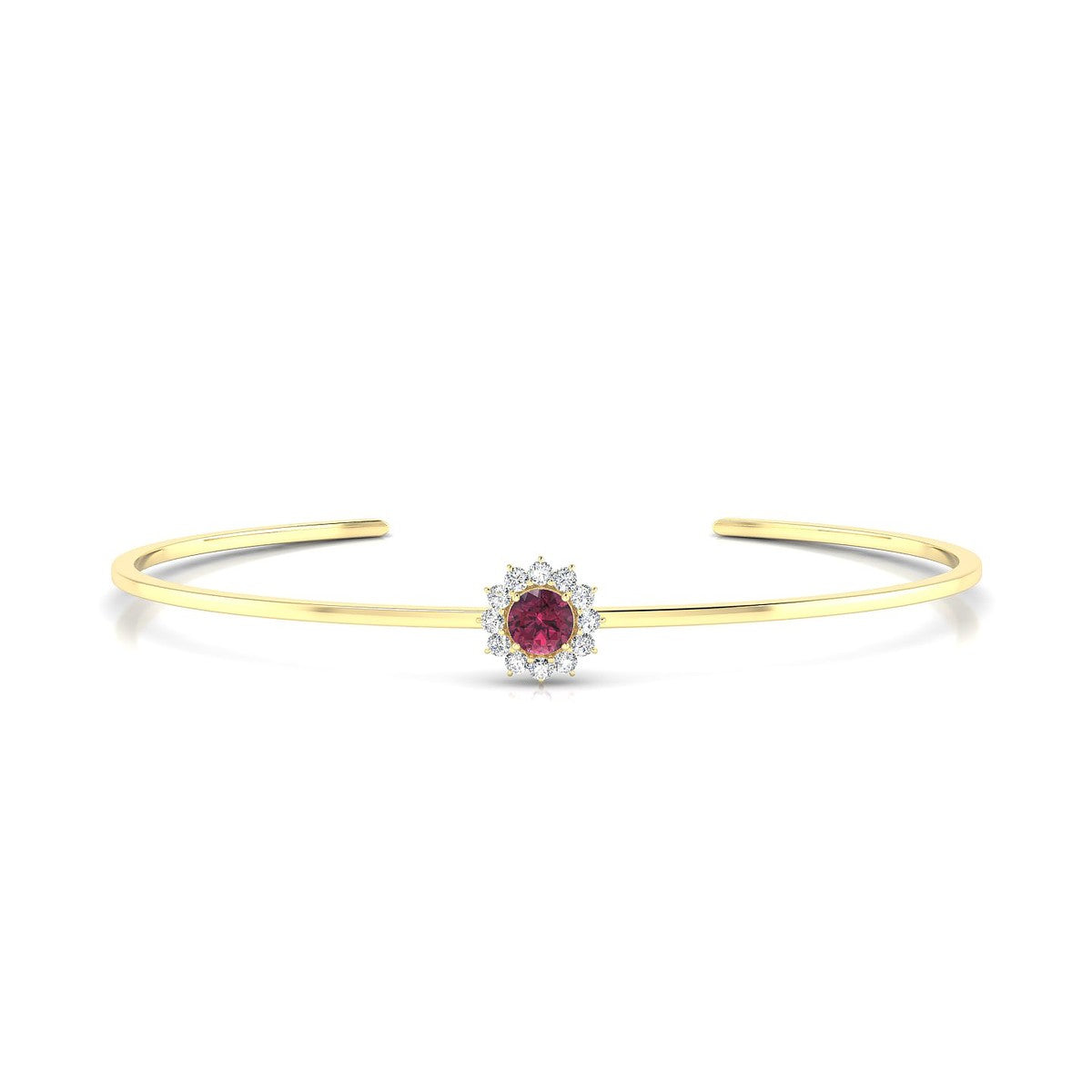 Blossom | 18k Yellow Gold 4.5 mm Round Rhodolite Bangle