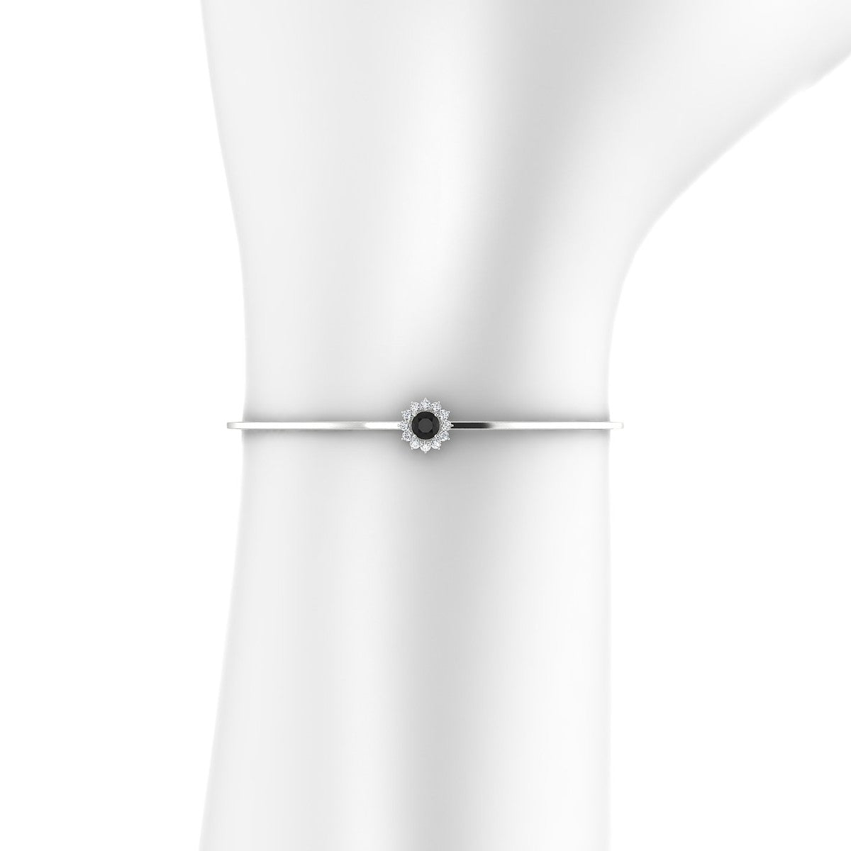 Blossom | 18k White Gold 4.5 mm Round Black Diamond Bangle