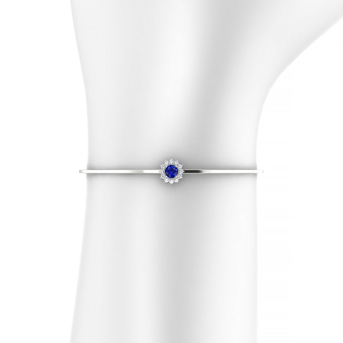 Blossom | 18k White Gold 4.5 mm Round Sapphire Bangle