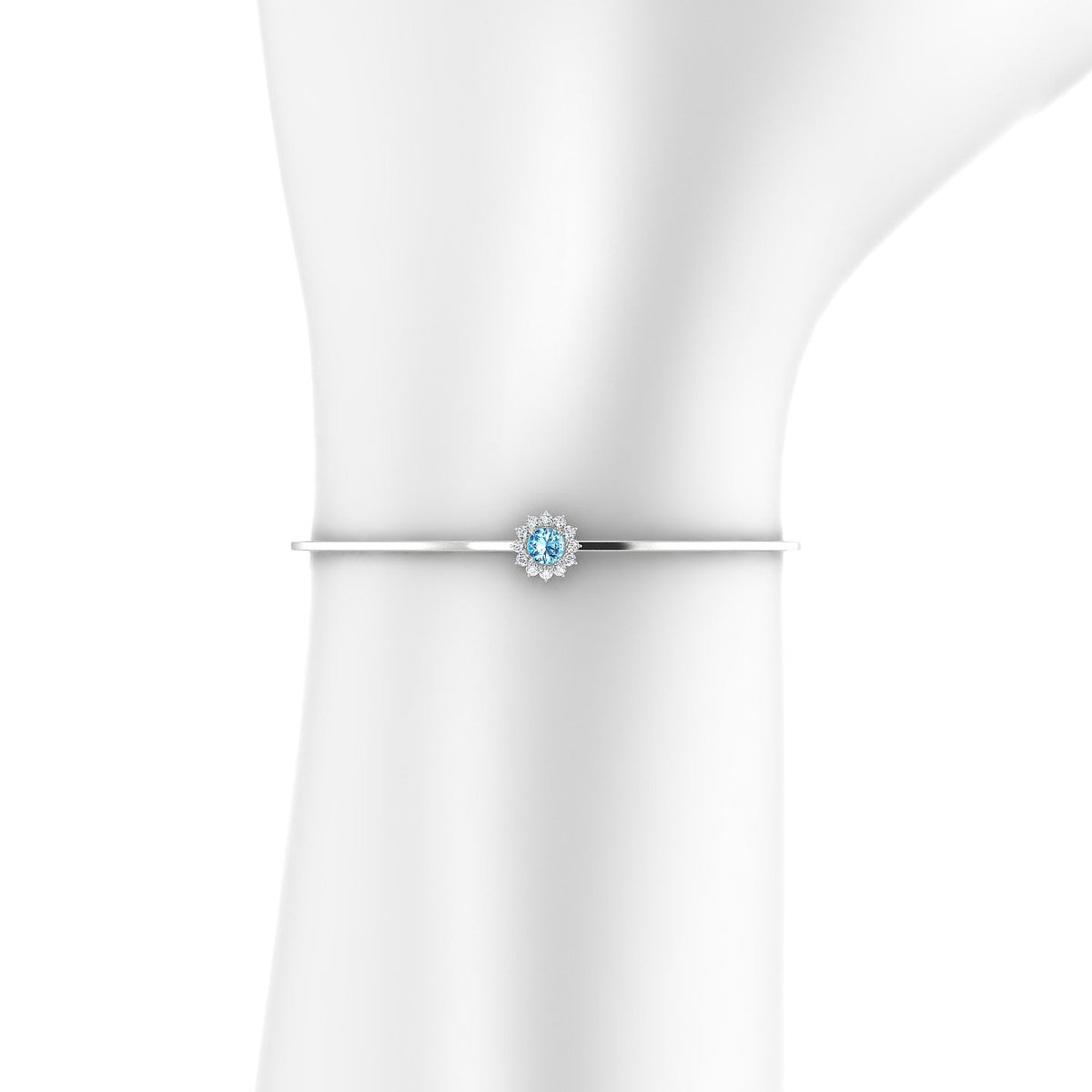 Blossom | 18k White Gold 4.5 mm Round Topaz Bangle