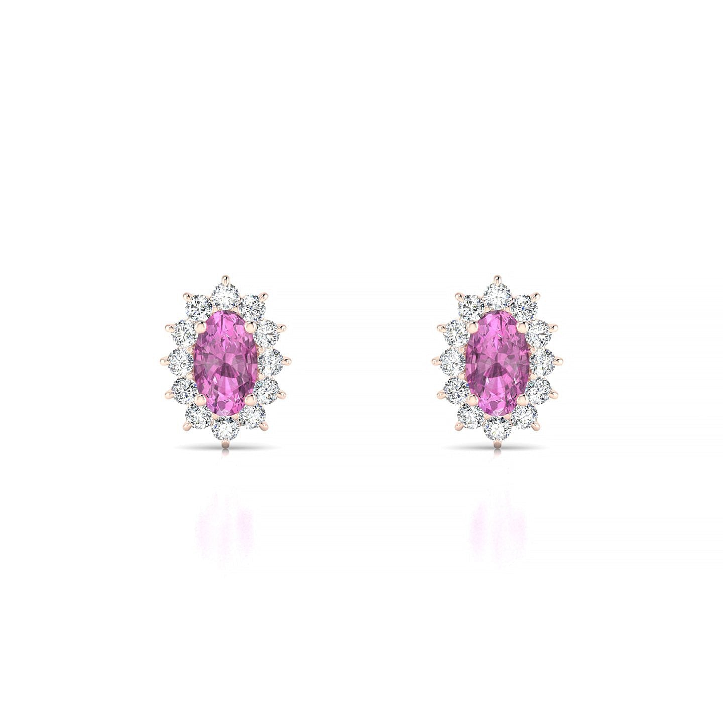 Blossom | 18k Rose Gold 5 x 3 mm Oval Pink Sapphire Earrings