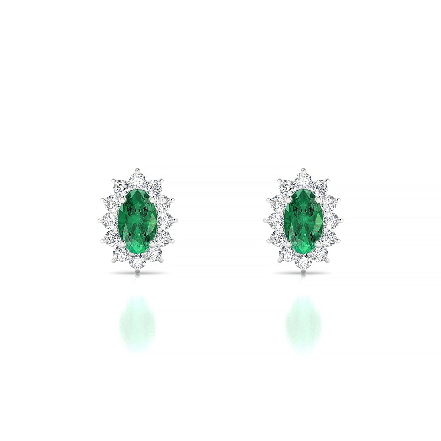 Blossom | 18k White Gold 5 x 3 mm Oval Emerald Earrings