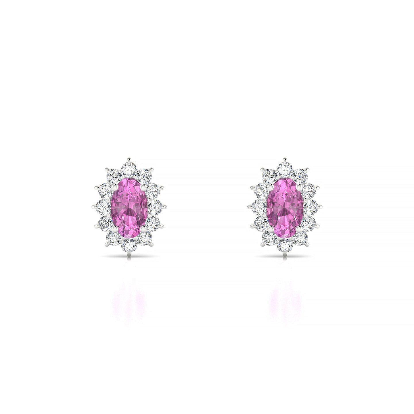 Blossom | 18k White Gold 5 x 3 mm Oval Pink Sapphire Earrings
