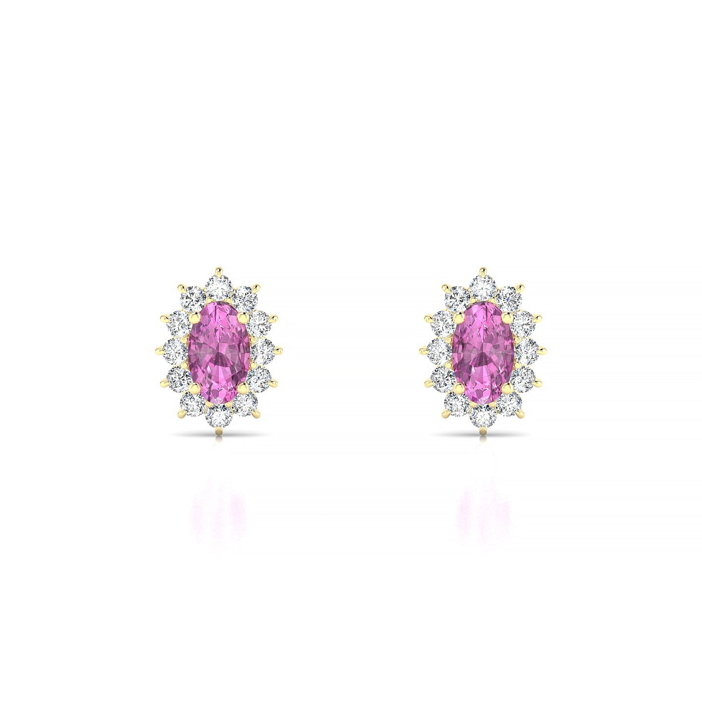 Blossom | 18k Yellow Gold 5 x 3 mm Oval Pink Sapphire Earrings