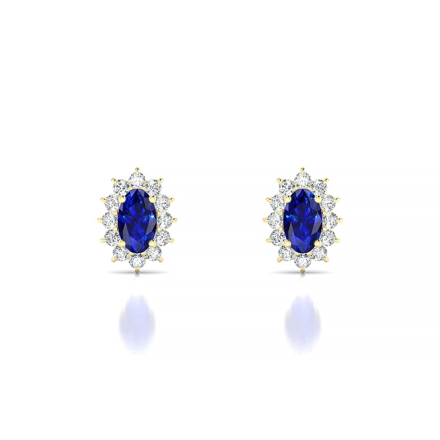 Blossom | 18k Yellow Gold 5 x 3 mm Oval Sapphire Earrings