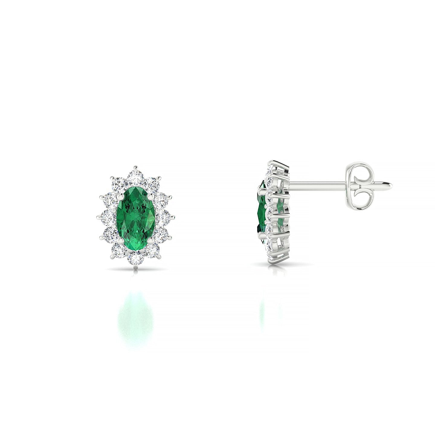 Blossom | 18k White Gold 5 x 3 mm Oval Emerald Earrings