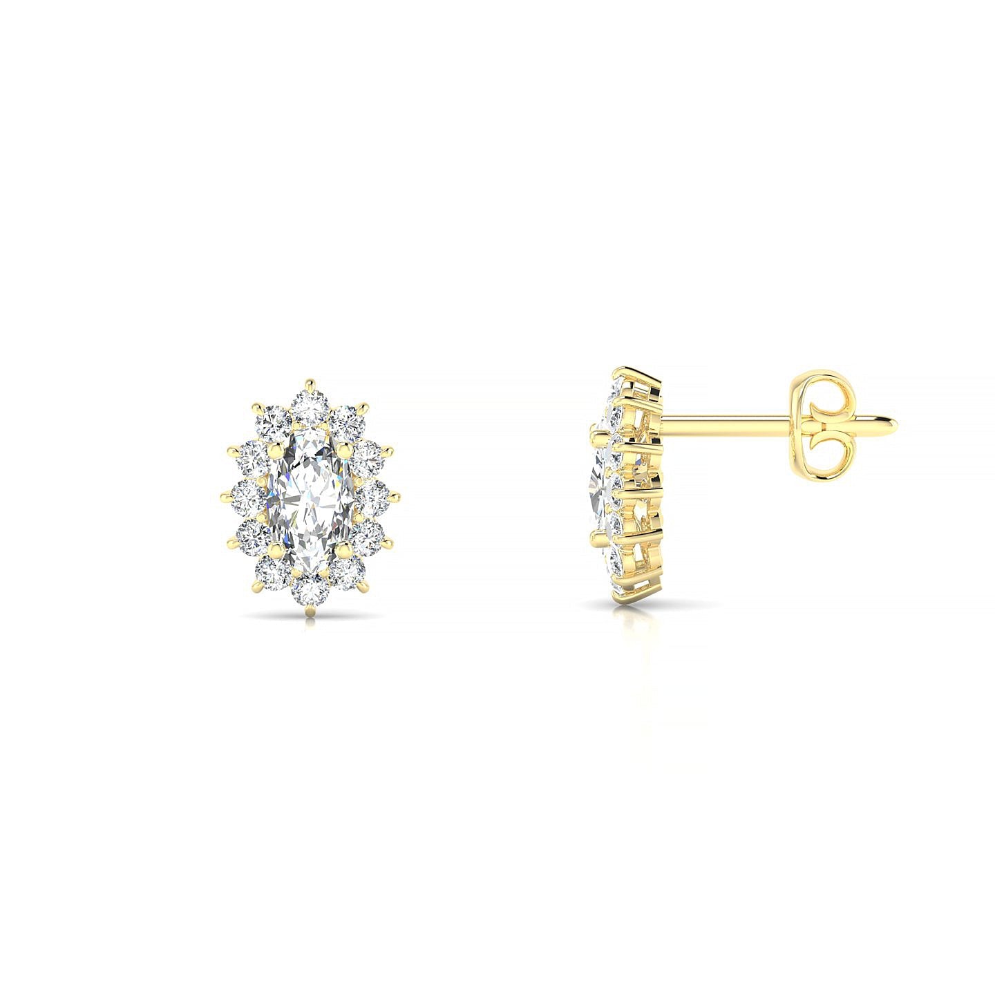 Blossom | 18k Yellow Gold 5 x 3 mm Oval Diamond Earrings