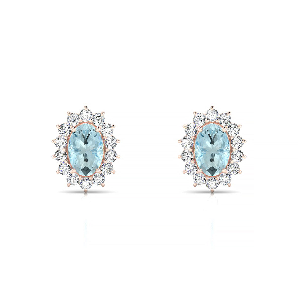 Blossom | 18k Rose Gold 6 x 4 mm Oval Aquamarine Earrings