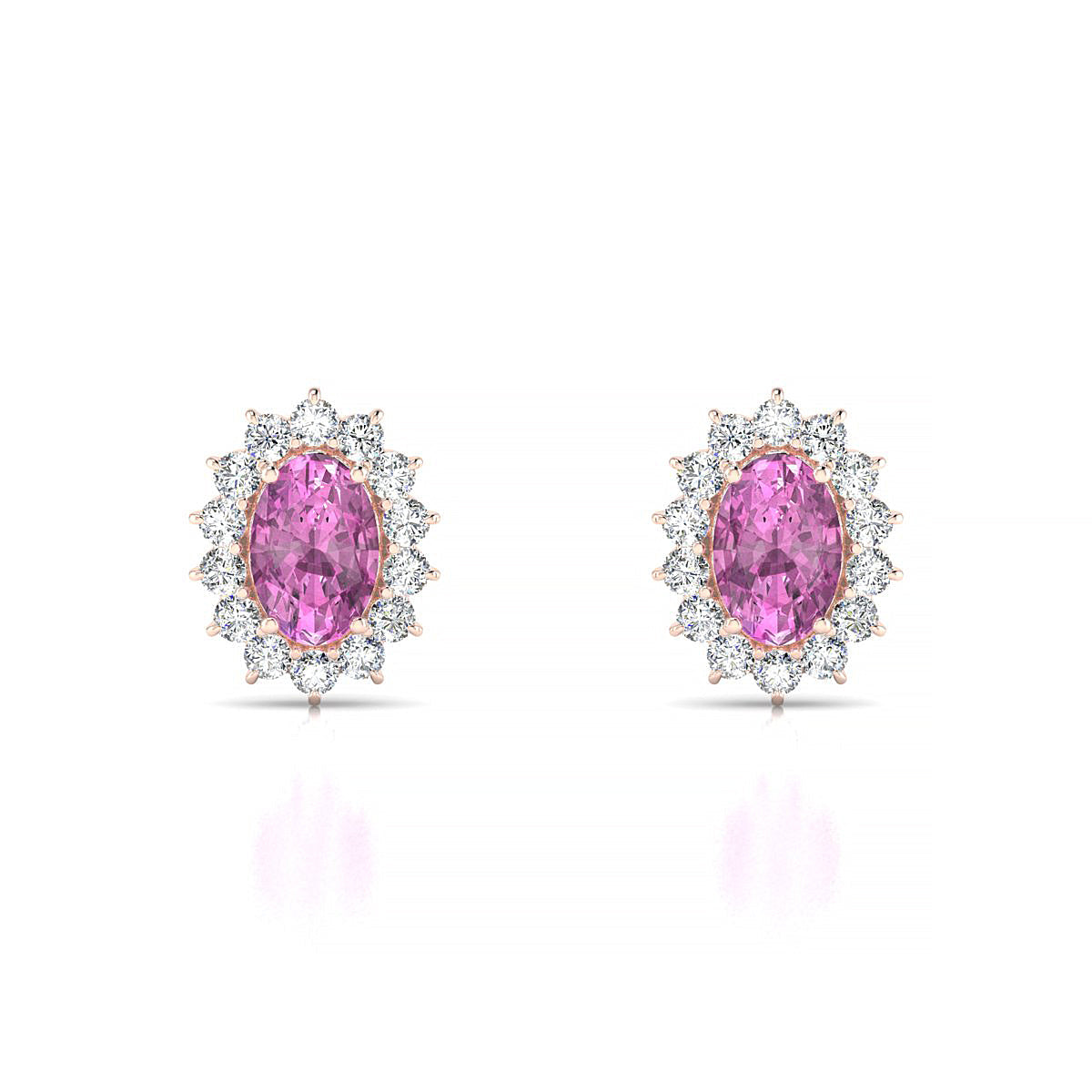 Blossom | 18k Rose Gold 6 x 4 mm Oval Pink Sapphire Earrings