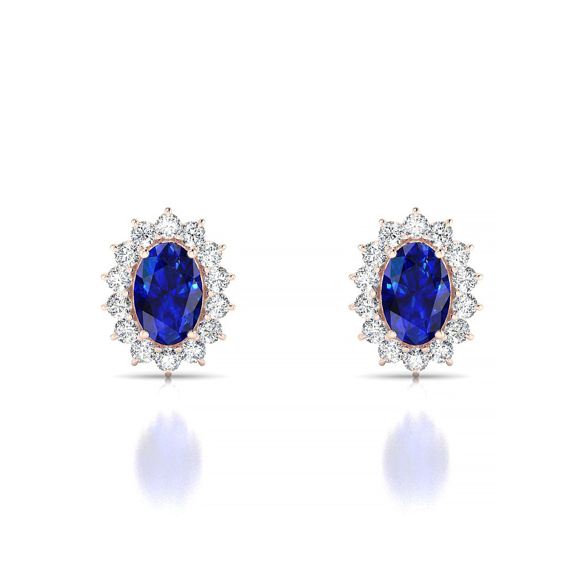Blossom | 18k Rose Gold 6 x 4 mm Oval Sapphire Earrings