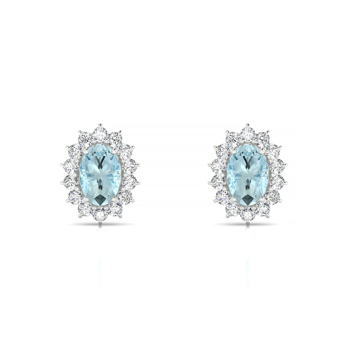Blossom | 18k White Gold 6 x 4 mm Oval Aquamarine Earrings