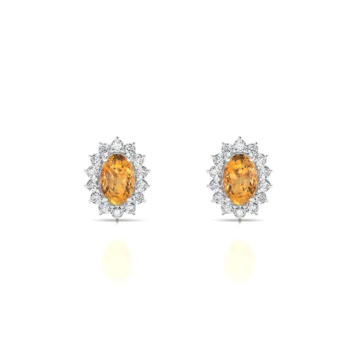 Blossom | 18k White Gold 6 x 4 mm Oval Citrine Earrings