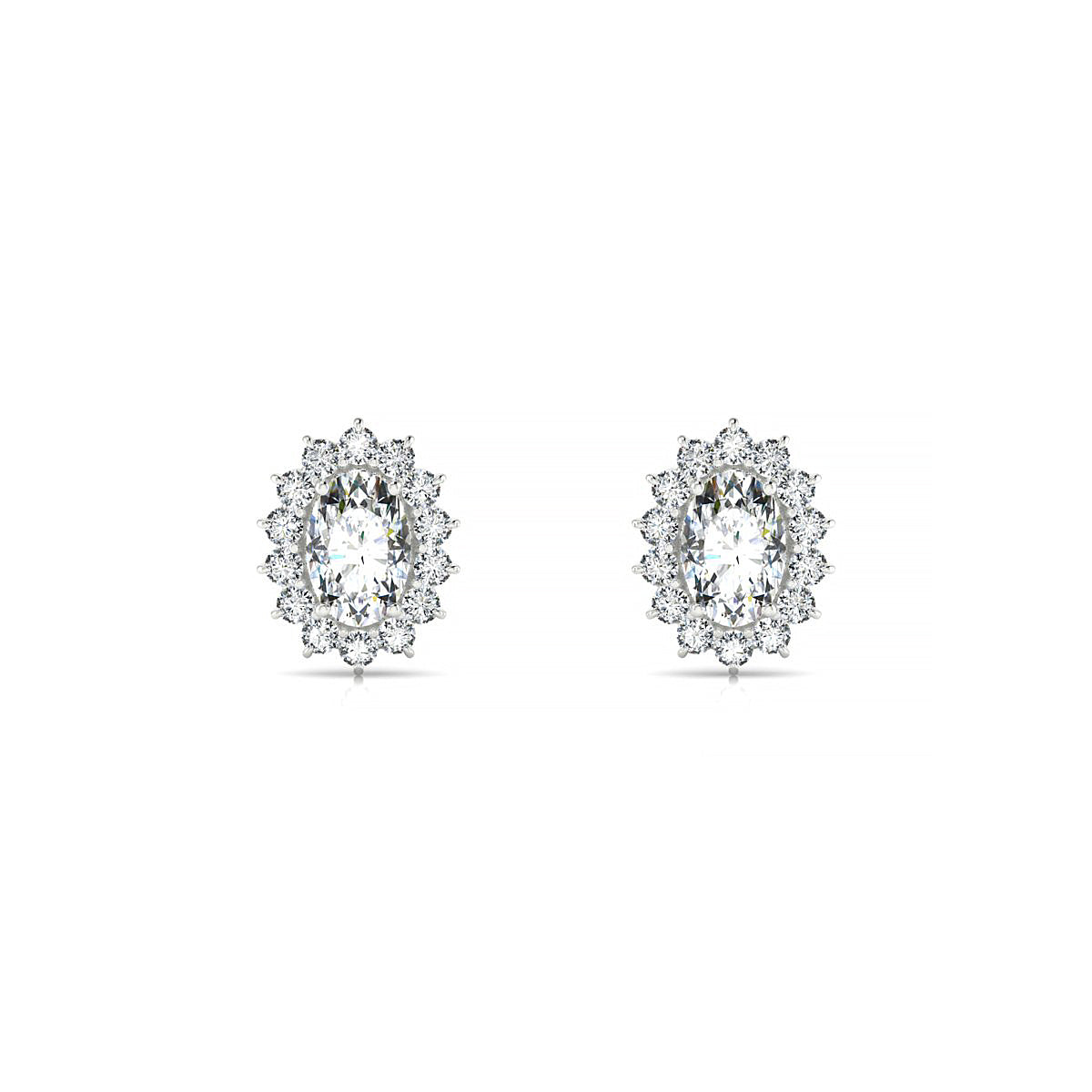 Blossom | 18k White Gold 6 x 4 mm Oval Diamond Earrings