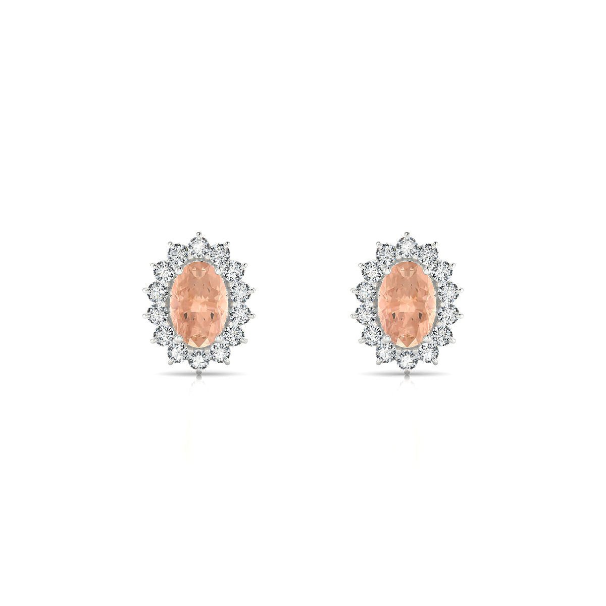 Blossom | 18k White Gold 6 x 4 mm Oval Morganite Earrings