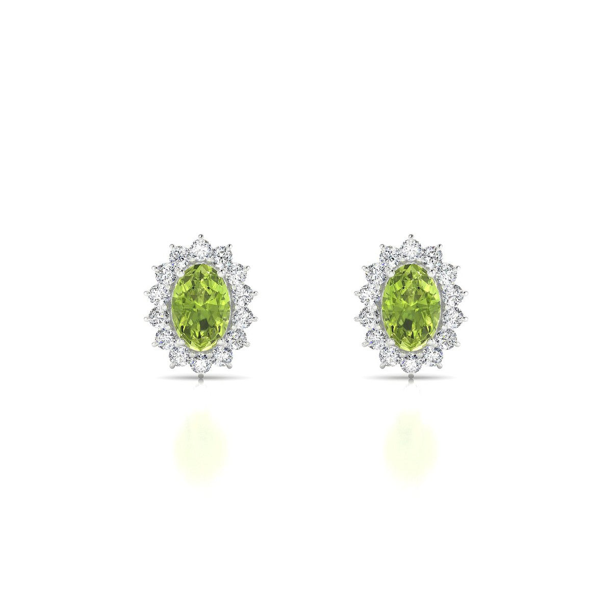 Blossom | 18k White Gold 6 x 4 mm Oval Peridot Earrings