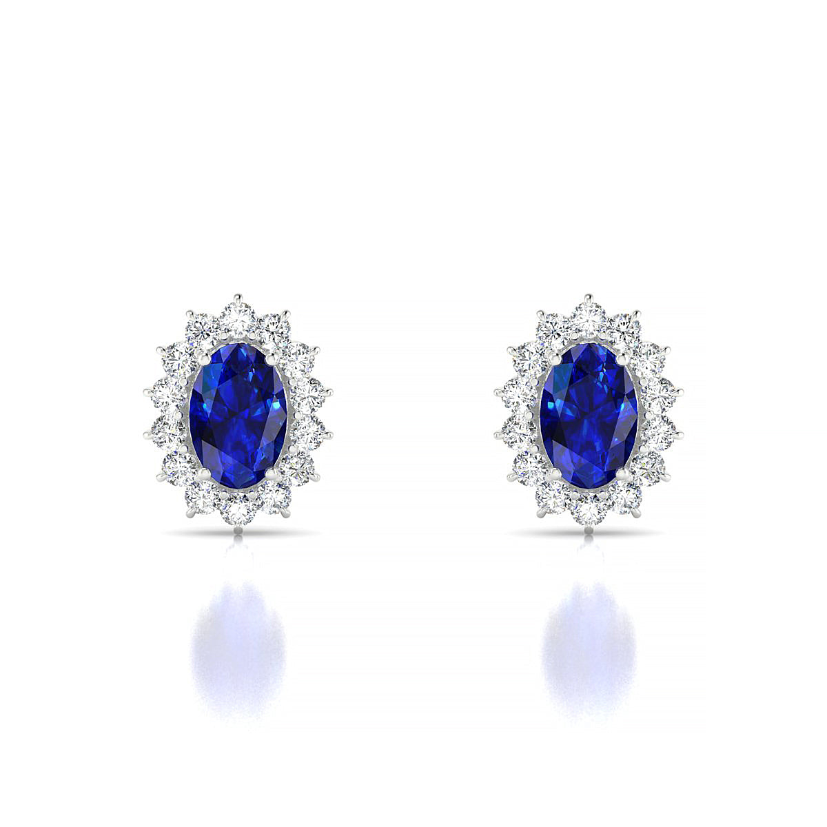Blossom | 18k White Gold 6 x 4 mm Oval Sapphire Earrings