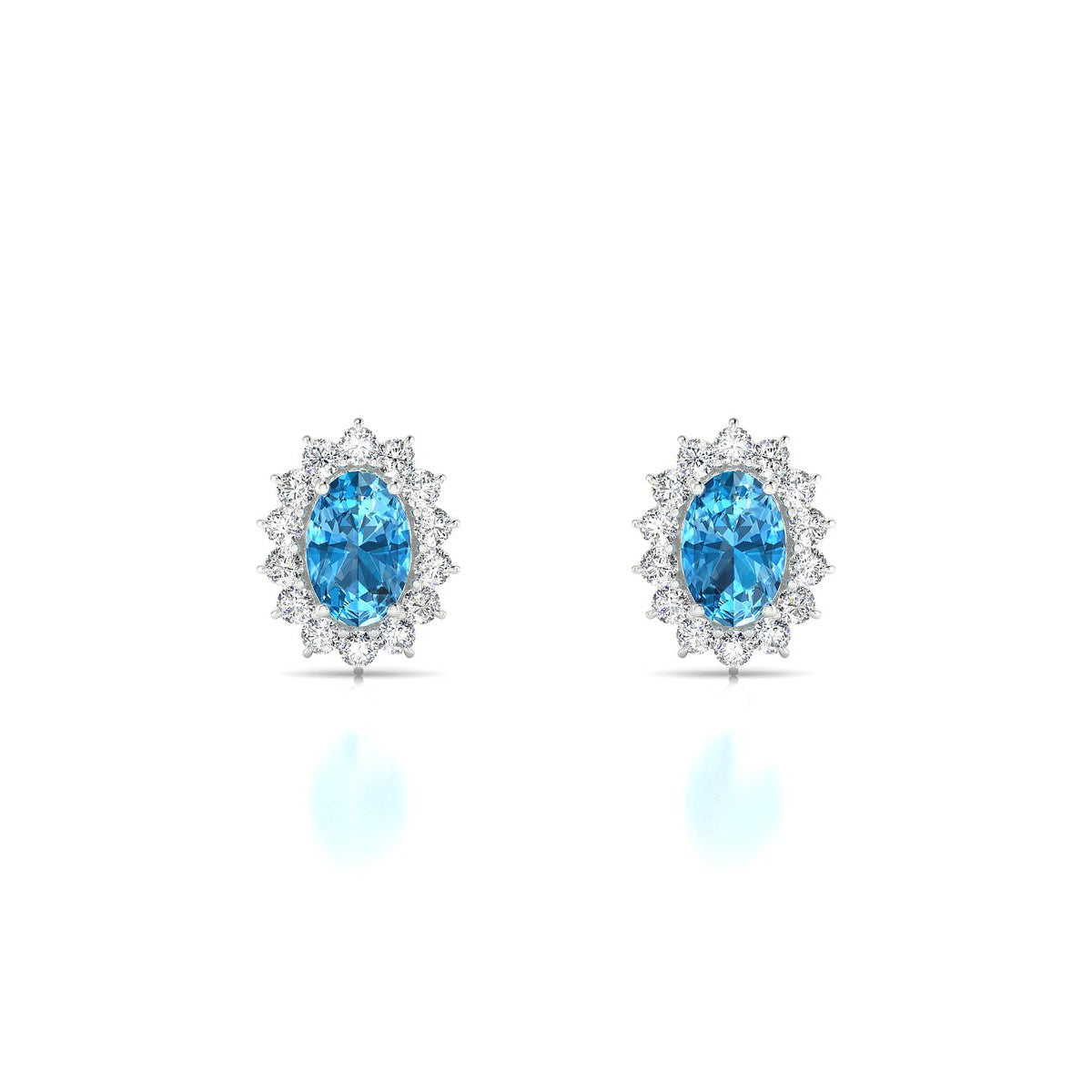 Blossom | 18k White Gold 6 x 4 mm Oval Topaz Earrings