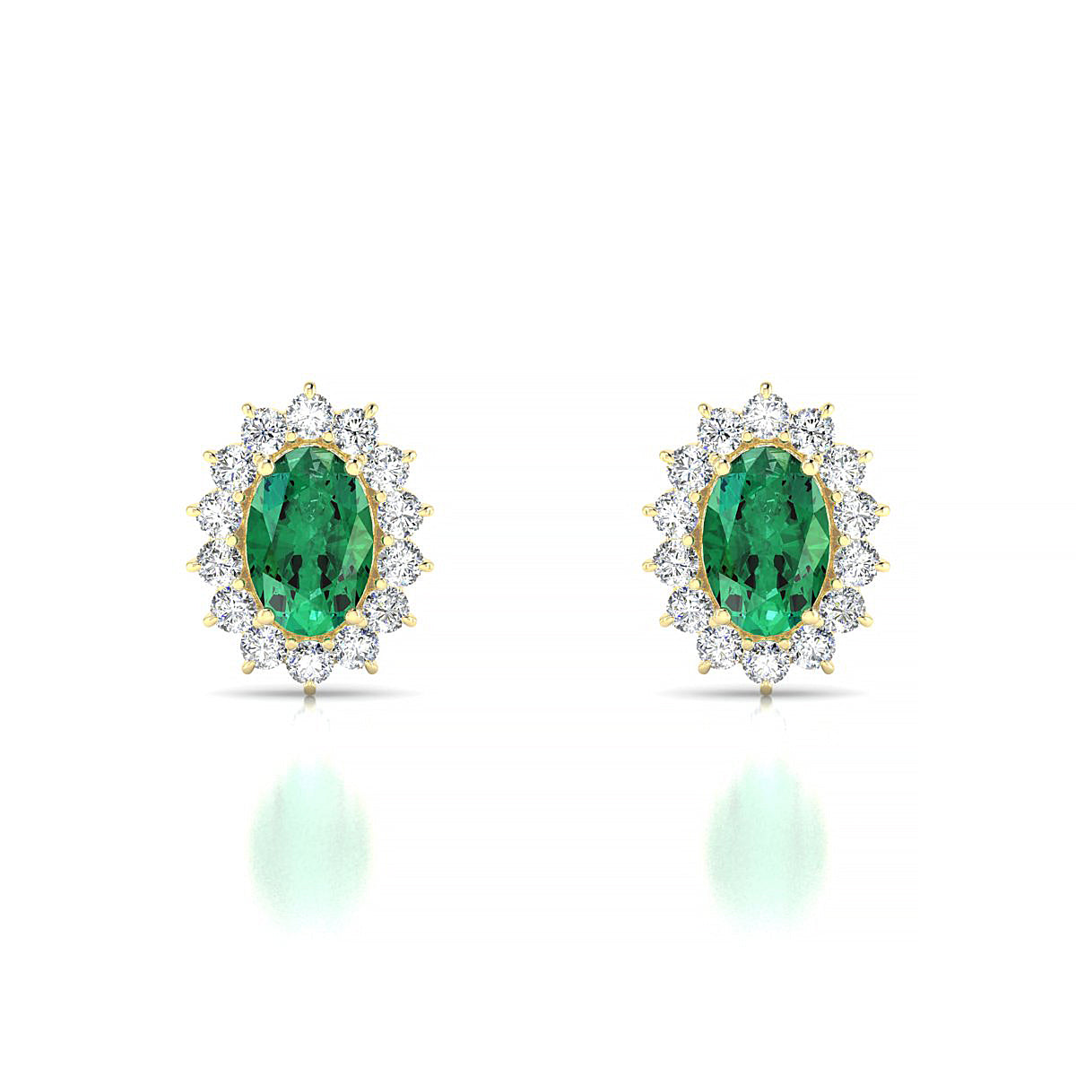 Blossom | 18k Yellow Gold 6 x 4 mm Oval Emerald Earrings