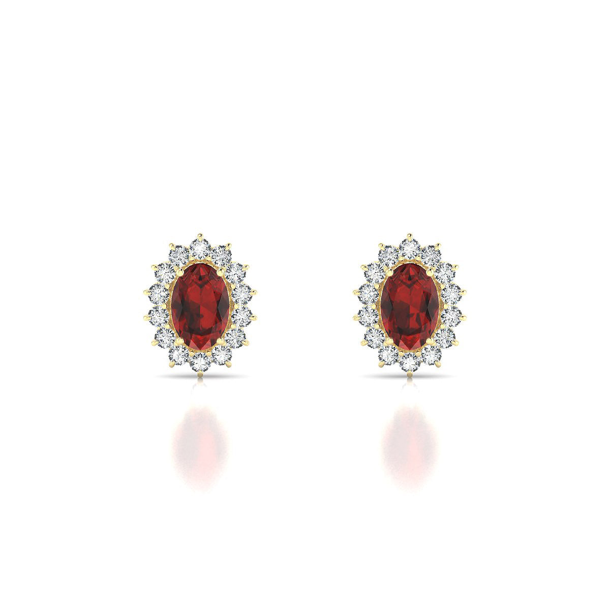 Blossom | 18k Yellow Gold 6 x 4 mm Oval Garnet Earrings