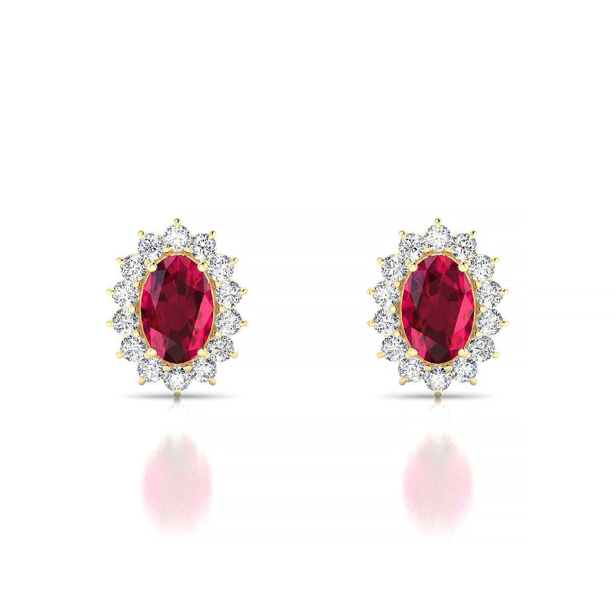 Blossom | 18k Yellow Gold 6 x 4 mm Oval Ruby Earrings