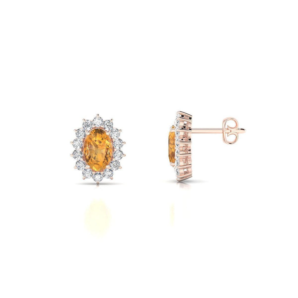 Blossom | 18k Rose Gold 6 x 4 mm Oval Citrine Earrings