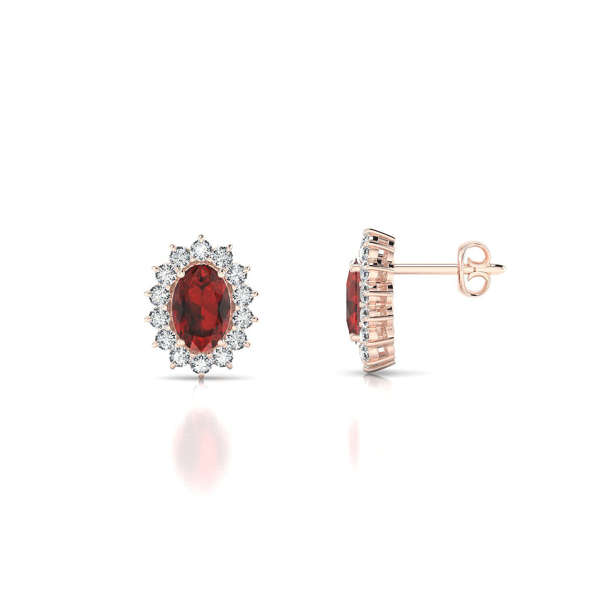 Blossom | 18k Rose Gold 6 x 4 mm Oval Garnet Earrings