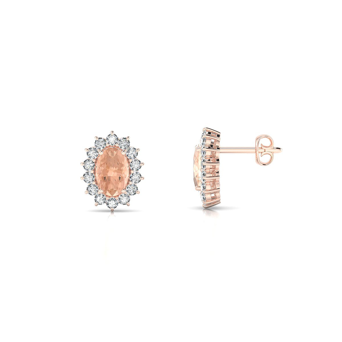 Blossom | 18k Rose Gold 6 x 4 mm Oval Morganite Earrings