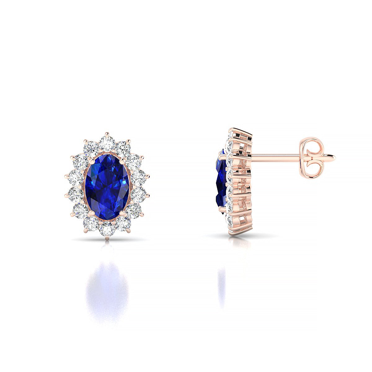 Blossom | 18k Rose Gold 6 x 4 mm Oval Sapphire Earrings