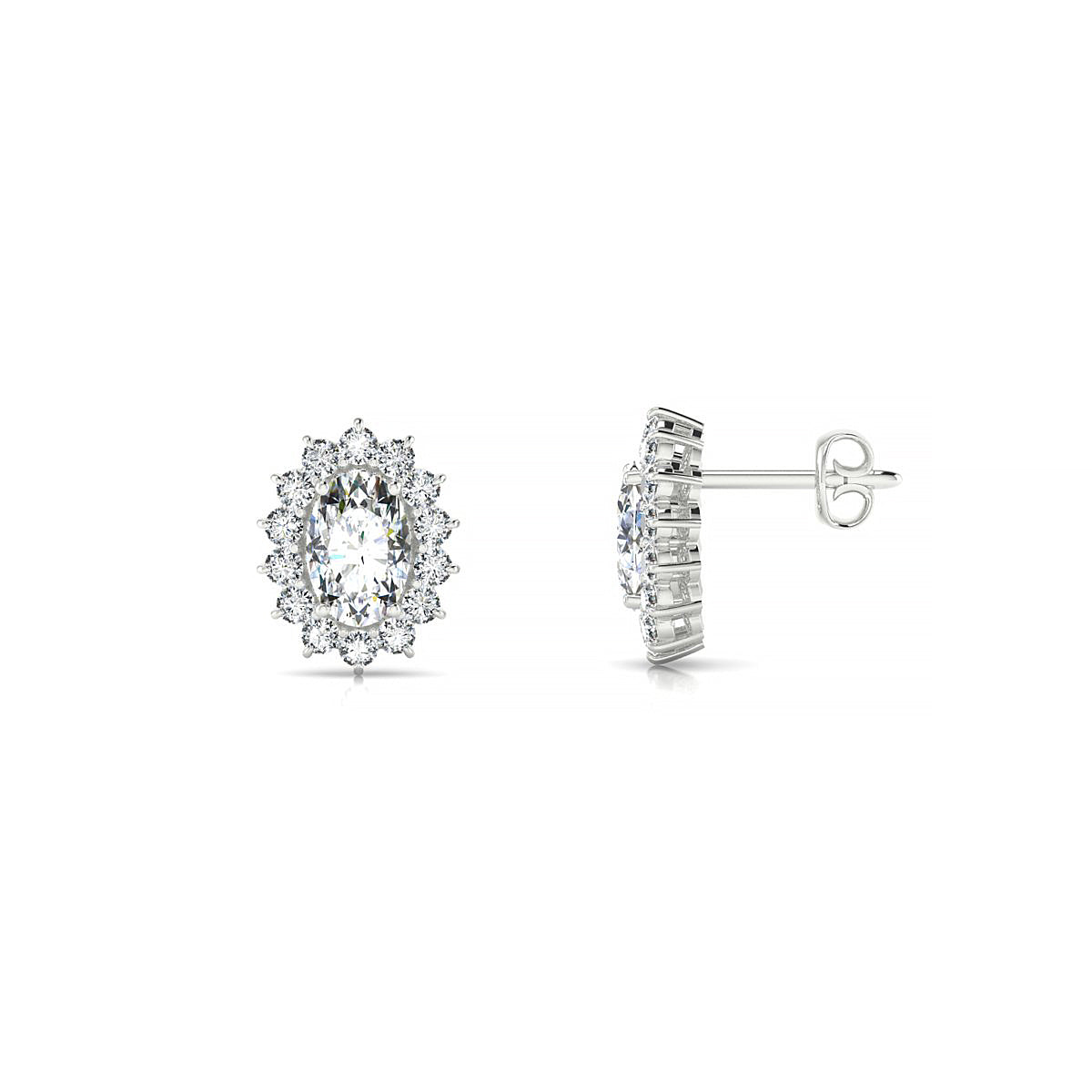 Blossom | 18k White Gold 6 x 4 mm Oval Diamond Earrings