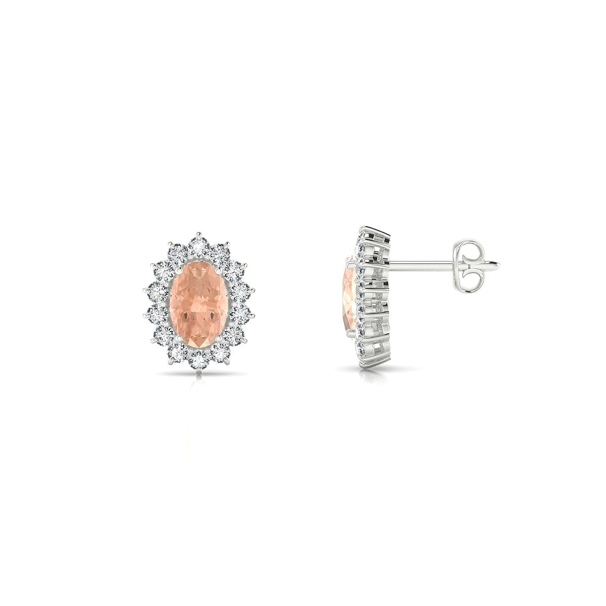 Blossom | 18k White Gold 6 x 4 mm Oval Morganite Earrings