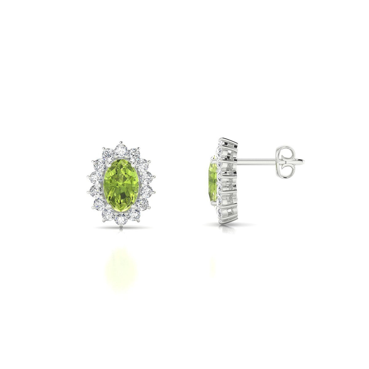 Blossom | 18k White Gold 6 x 4 mm Oval Peridot Earrings