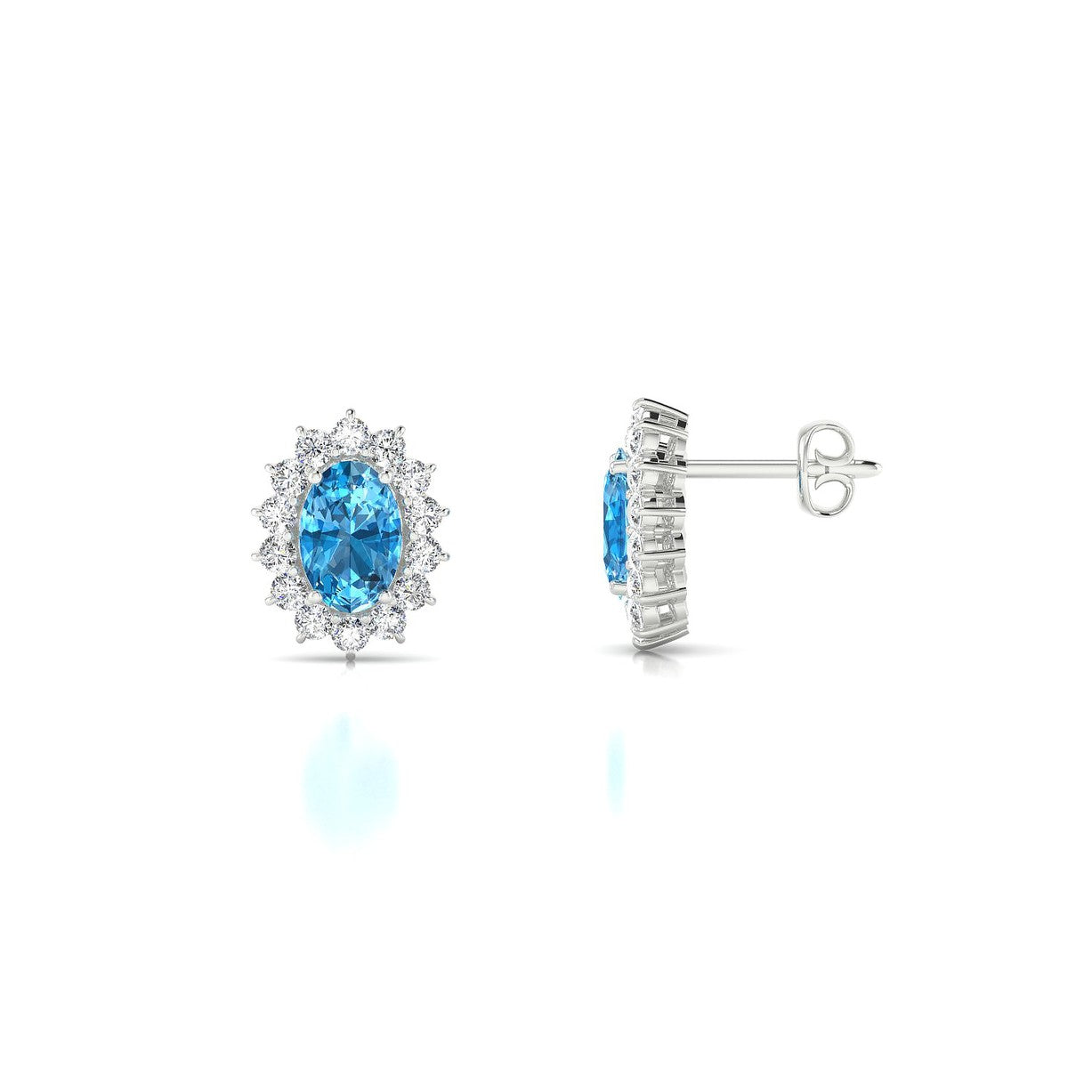 Blossom | 18k White Gold 6 x 4 mm Oval Topaz Earrings