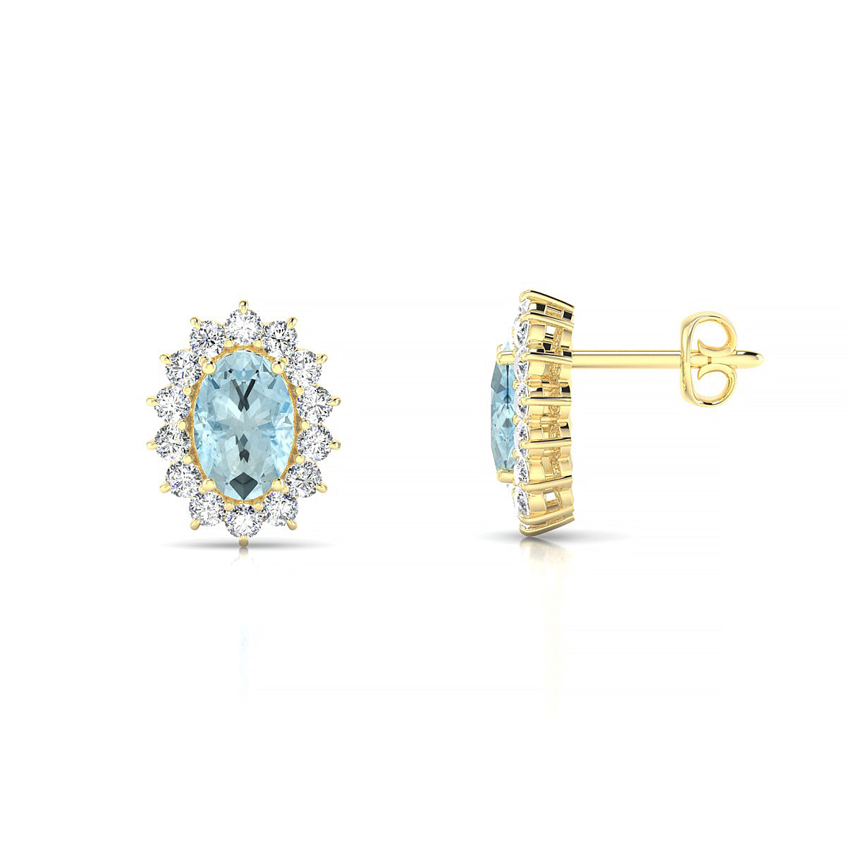 Blossom | 18k Yellow Gold 6 x 4 mm Oval Aquamarine Earrings