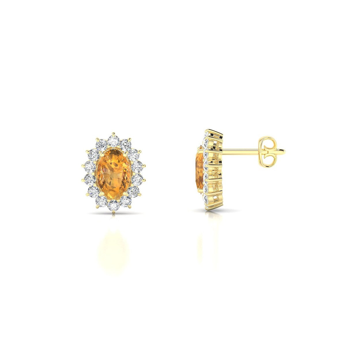 Blossom | 18k Yellow Gold 6 x 4 mm Oval Citrine Earrings