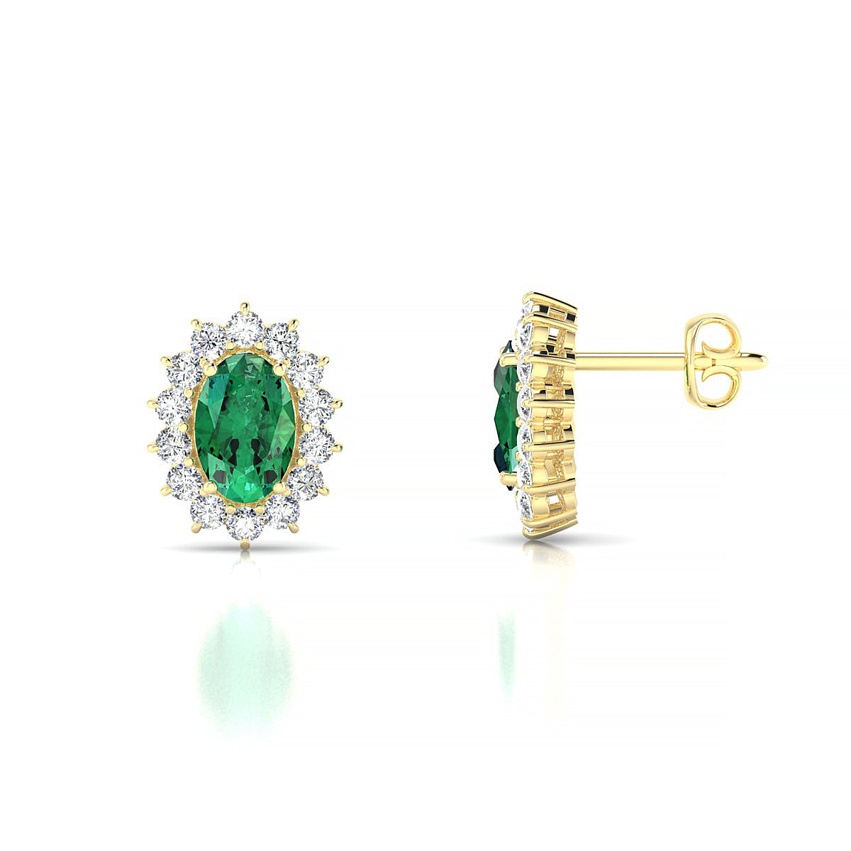 Blossom | 18k Yellow Gold 6 x 4 mm Oval Emerald Earrings