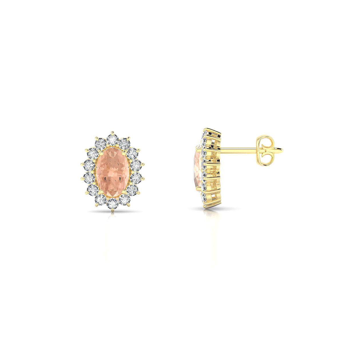 Blossom | 18k Yellow Gold 6 x 4 mm Oval Morganite Earrings