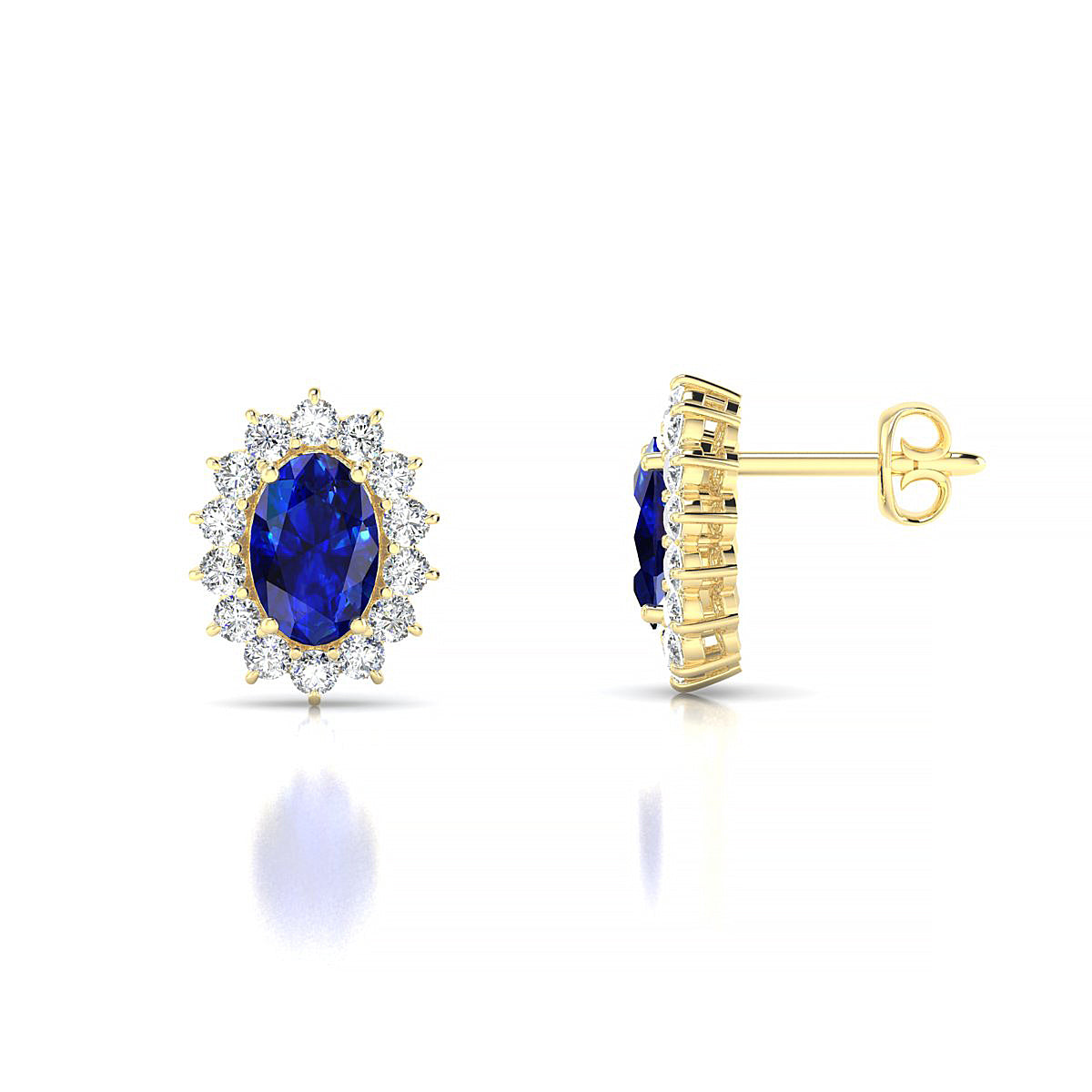 Blossom | 18k Yellow Gold 6 x 4 mm Oval Sapphire Earrings