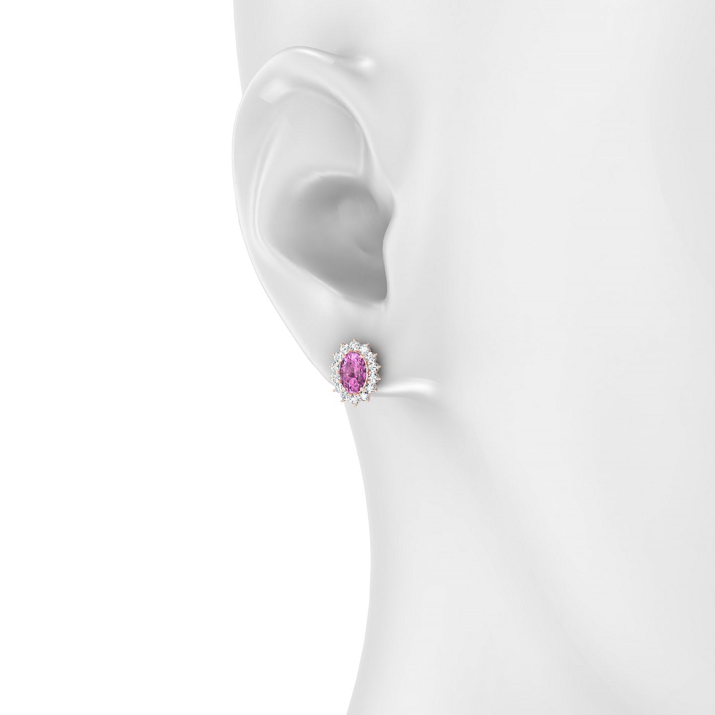 Blossom | 18k Rose Gold 6 x 4 mm Oval Pink Sapphire Earrings