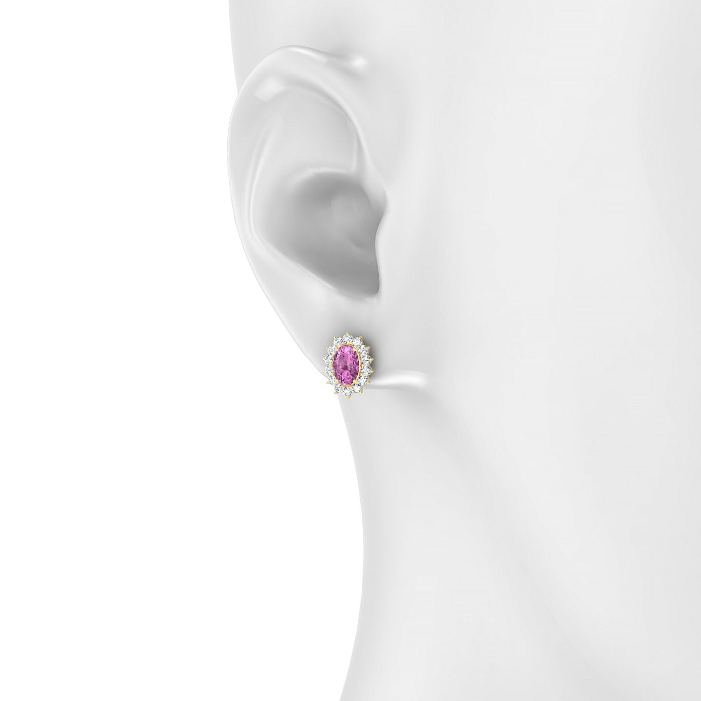 Blossom | 18k Yellow Gold 6 x 4 mm Oval Pink Sapphire Earrings
