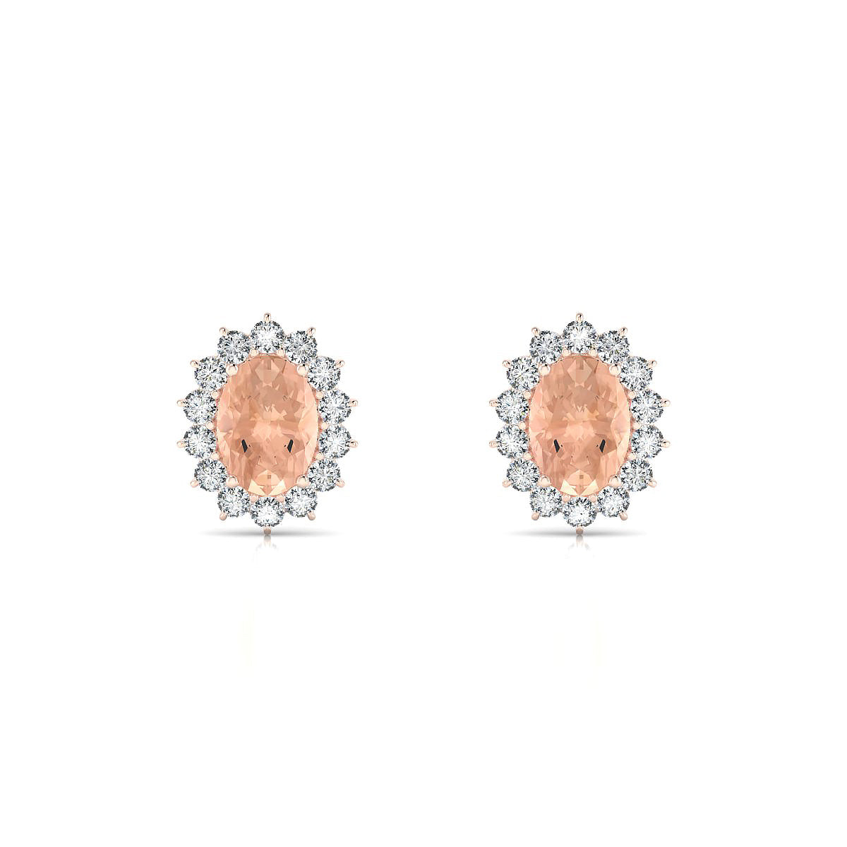 Blossom | 18k Rose Gold 7 x 5 mm Oval Morganite Earrings