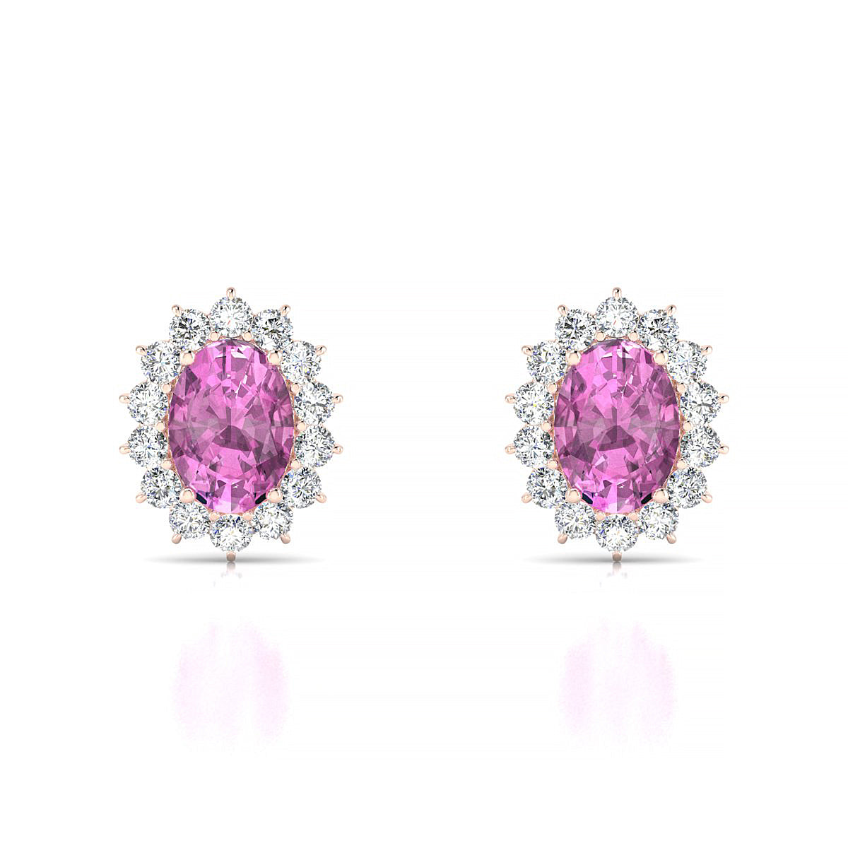 Blossom | 18k Rose Gold 7 x 5 mm Oval Pink Sapphire Earrings