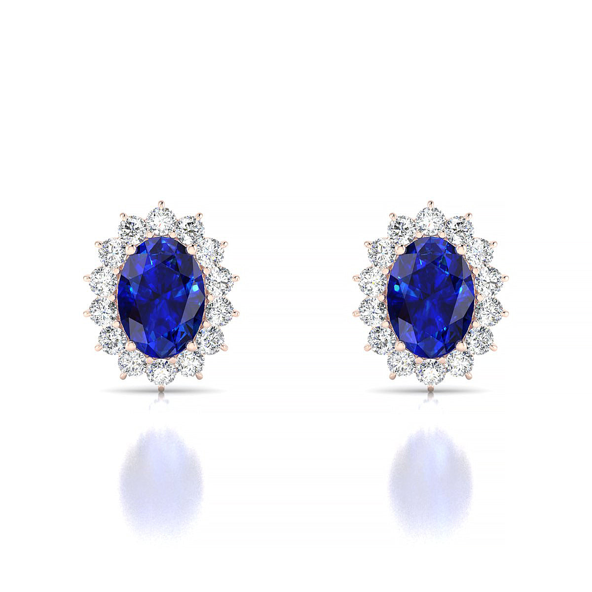 Blossom | 18k Rose Gold 7 x 5 mm Oval Sapphire Earrings
